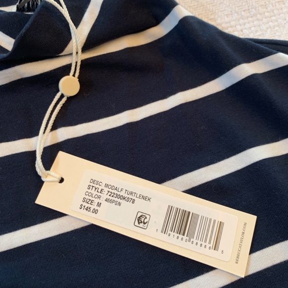 STRIPED DARK NAVY TOP - MODALF TURTLENECK - Picture 5 of 8